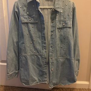 Studded Light Blue Denim Jacket